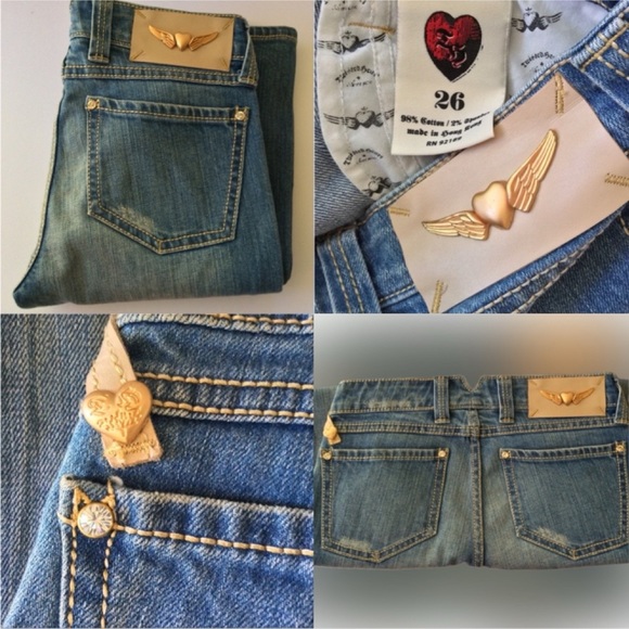 💜💜TWISTED HEART  BLING JEANS 26 X 35 - Picture 15 of 17